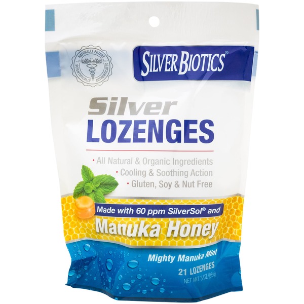 Immune Support Silver Biotics Lozenges, Mighty Manuka Mint hero