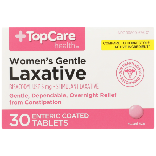 Digestion TopCare Women'S Gentle Stimulant Laxative Bisacodyl Usp 5 Mg Enteric Coated Tablets hero