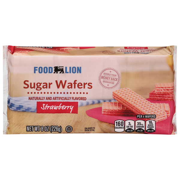 Chips & Pretzels Food Lion Sugar Wafers, Strawberry hero