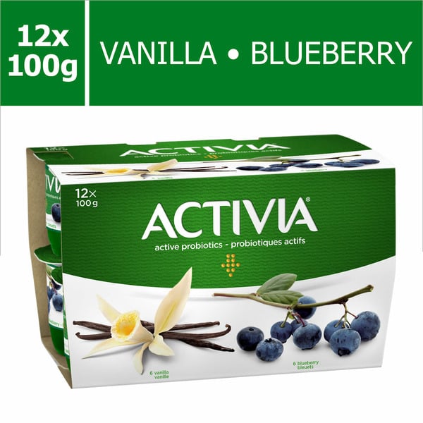 Yogurt Activia Probiotic Yogurt, Blueberry, Vanilla hero