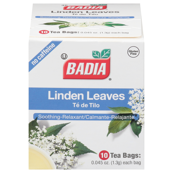 Tea Badia Spices Tea, No Caffeine,  Linden Leaves, Tea Bags hero