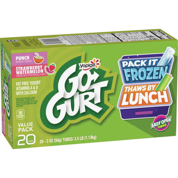 Yogurt Go-Gurt Gluten Free Punch and Strawberry Watermelon Kids Yogurt Tubes hero