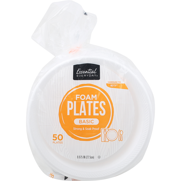 Plates, Bowls, Cups & Flatware Essential Everyday Foam Plates, Basic, 8.875 Inch hero