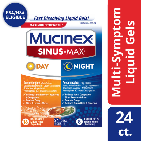 Cold, Flu & Allergy Mucinex Sinus-Max Max Strength Day & Night Liquid Gels hero