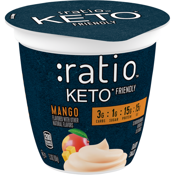 Refrigerated Pudding & Desserts Ratio Trio Mango Yogurt Cultured Dairy Keto Friendly Snack Cup hero