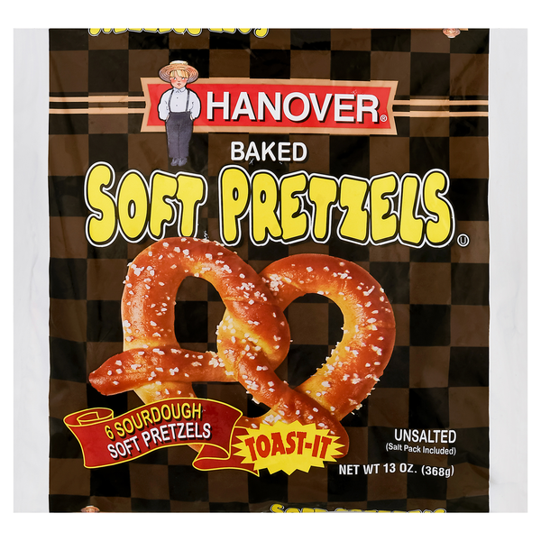 Frozen Breads & Doughs Hanover Soft Pretzels, Unsalted, Baked hero