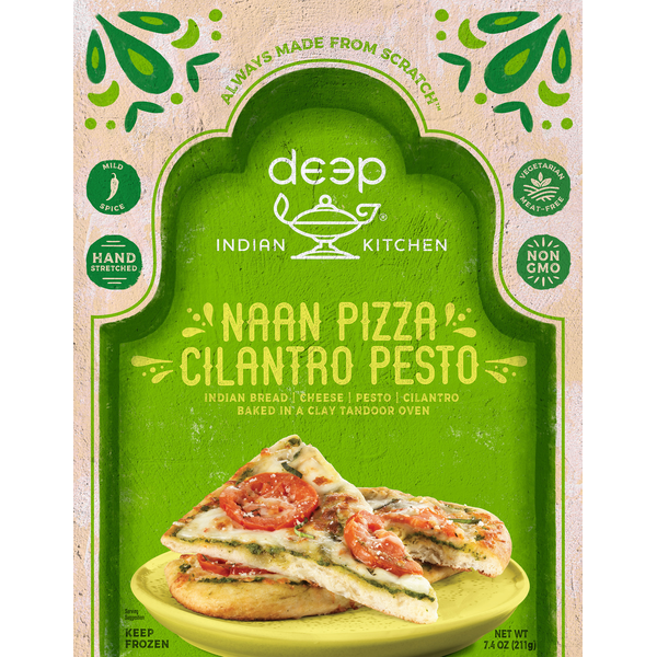 Frozen Vegan & Vegetarian Deep Indian Kitchen Naan Pizza, Cilantro Pesto, Mild Spice hero