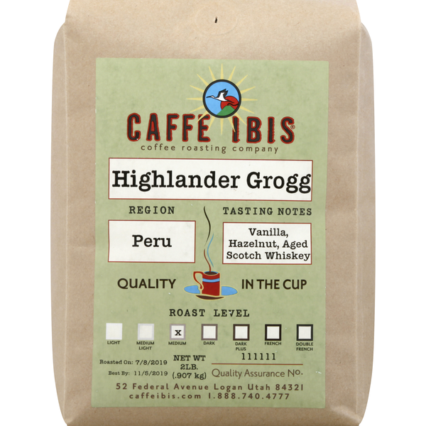 Caffe Ibis Coffee, Medium Roast, Highlander Grogg hero