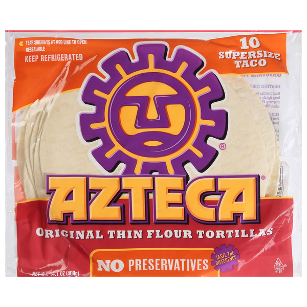 Tortillas & Flat Bread Azteca Tortillas, Original Thin Flour, Supersize Taco hero