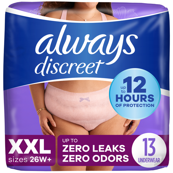 Feminine Care Always Discreet Discreet Adult Incontinence Underwear for Women, XXL hero