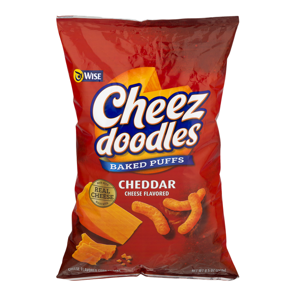 Chips & Pretzels Wise Cheese Doodles Bakes Puffs Cheddar hero