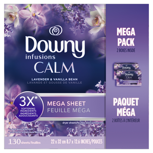 Laundry Downy Infusions Mega Dryer Sheets, CALM, Lavender hero