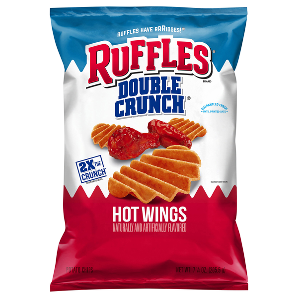 Chips & Pretzels Ruffles Hot wings Flavored Potato Chips hero