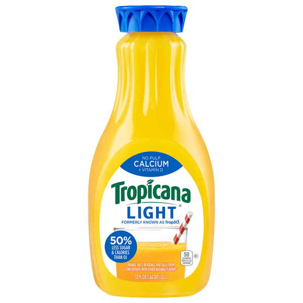 Refrigerated Juice, Coffee, & Tea Tropicana Orange Juice Beverage, Light hero