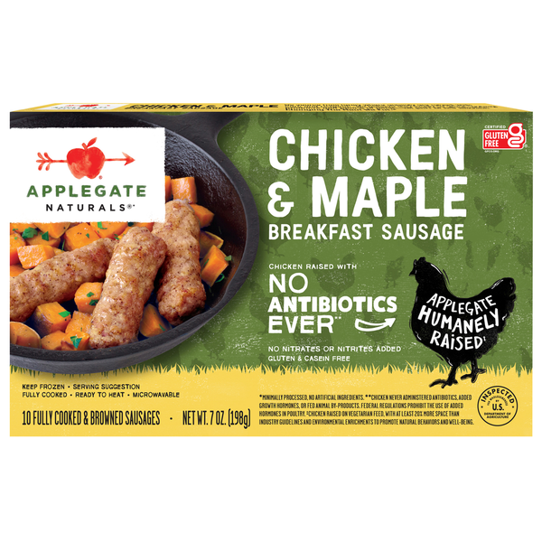 Frozen Breakfast Applegate Naturals  Applegate Natural Chicken & Maple Frozen Breakfast Sausage hero