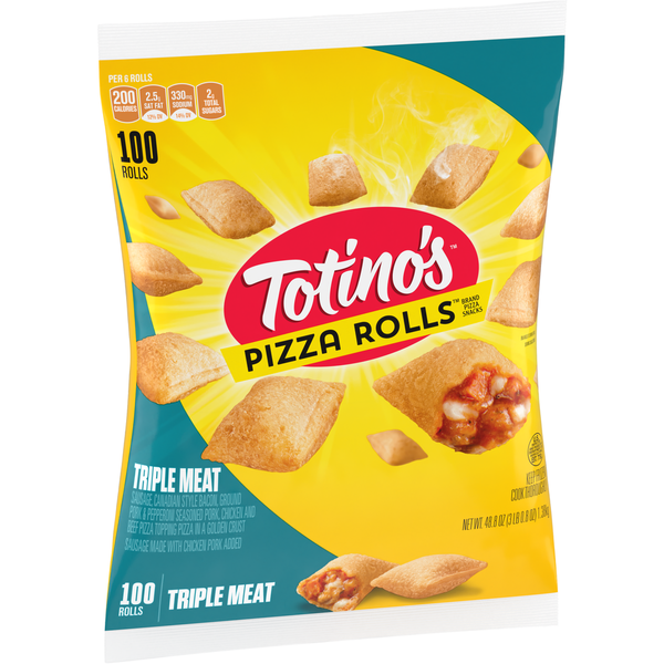 Frozen Appetizers & Sides Totino's Pizza Rolls Triple Meat Flavored Frozen Snacks hero