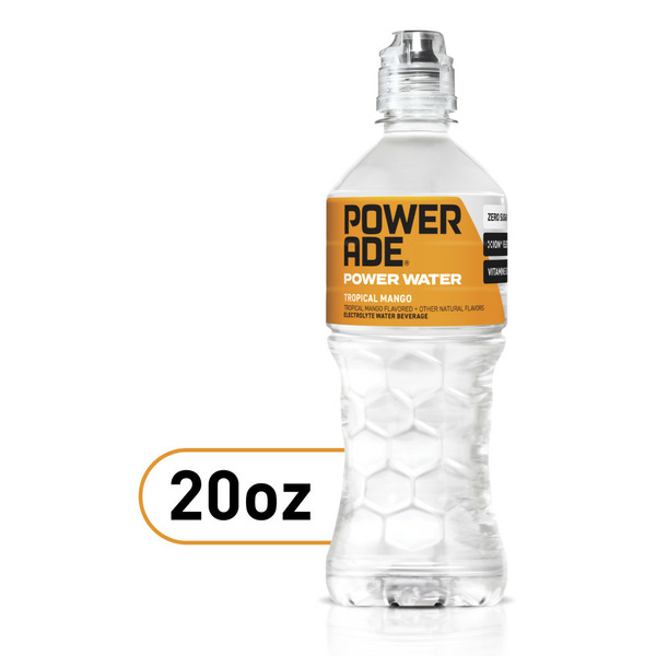 Energy & Sports Drinks POWERADE Power Water, Zero Sugar, Tropical Mango Flavored hero