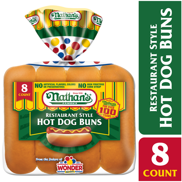 Packaged Bread Nathan’s Famous Famous Restaurant Style Hot Dog Buns hero