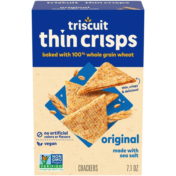 Crackers Triscuit Thin Crisps Original Whole Grain Wheat Crackers, Vegan Crackers hero