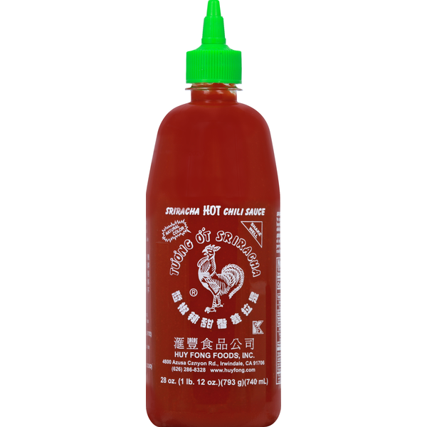 Asian Foods Huy Fong Foods Hot Sriracha Chili Sauce hero