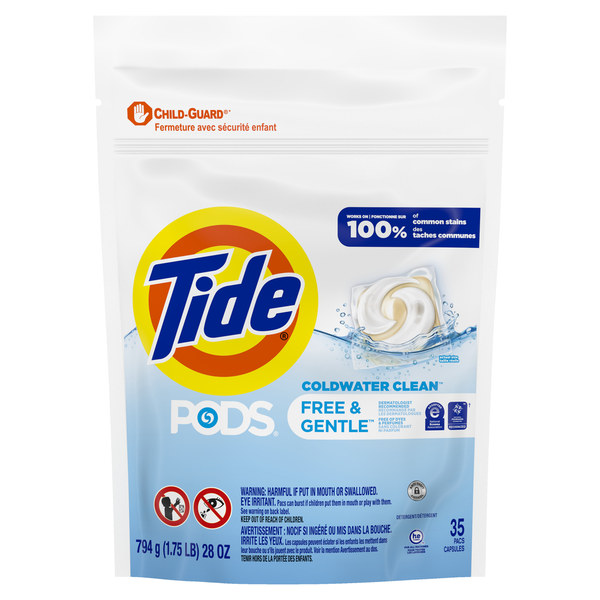 Laundry Tide PODS Free & Gentle Liquid Laundry Detergent Pacs hero