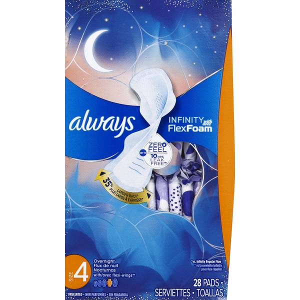 Feminine Care Always Overnight Sanitary Pads with Wings hero