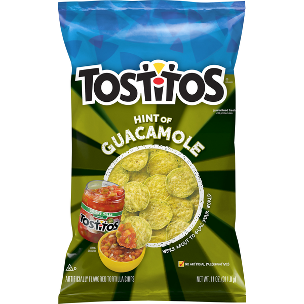 Dips Tostitos Tortilla Chips, Hint of Guacamole Flavored Rounds hero