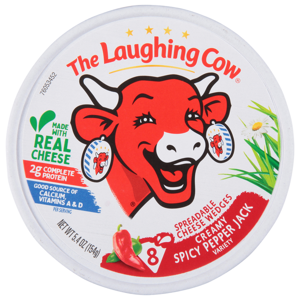 Specialty Cheeses The Laughing Cow Spreadable Cheese Wedges, Spicy Pepper Jack, Creamy hero