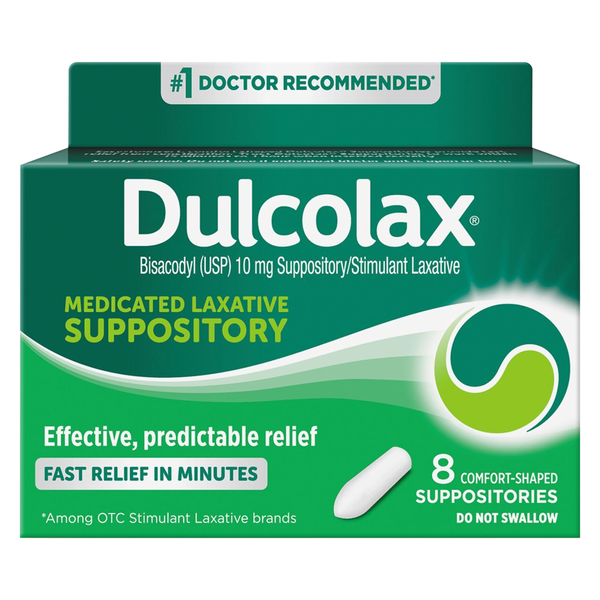 Digestion Dulcolax Laxative, Medicated, 10 mg, Comfort Shaped Suppositories hero