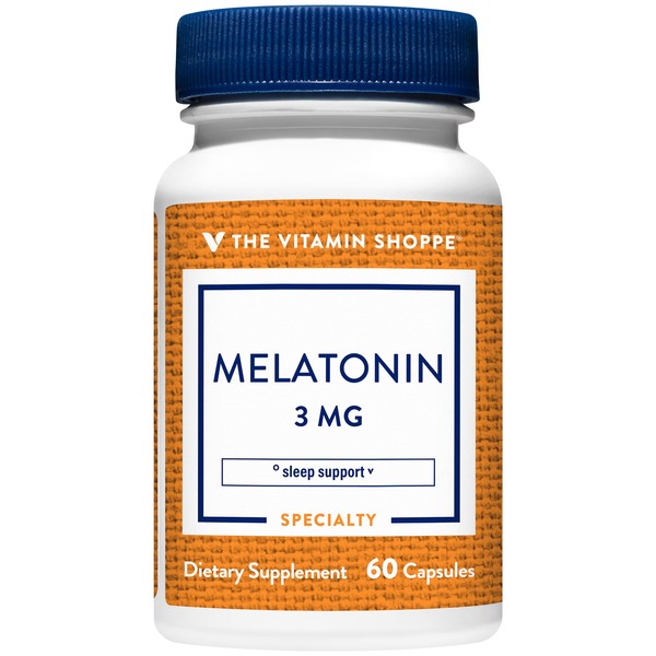 Sleep & Mood Support The Vitamin Shoppe Melatonin for Sleep - 3 MG (60 Capsules) hero