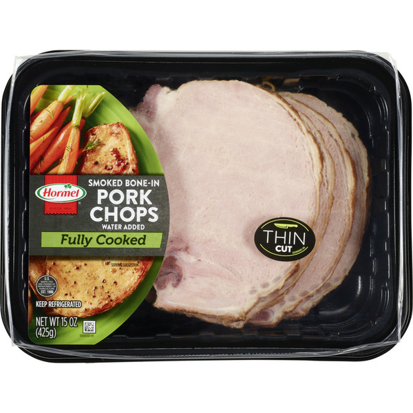 Packaged Meat Hormel Bone In Smoked Pork Chop Sliced Thin hero