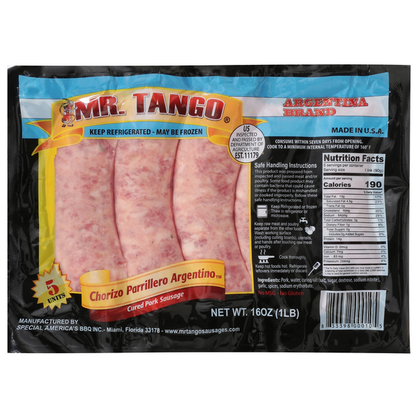 Hot Dogs, Bacon & Cold Sausage Mr. Tango Chorizo Argentino Sausage hero