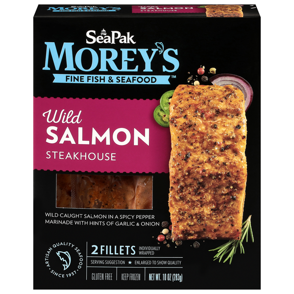 Packaged Seafood SeaPak Morey's Salmon, Wild, Steakhouse hero