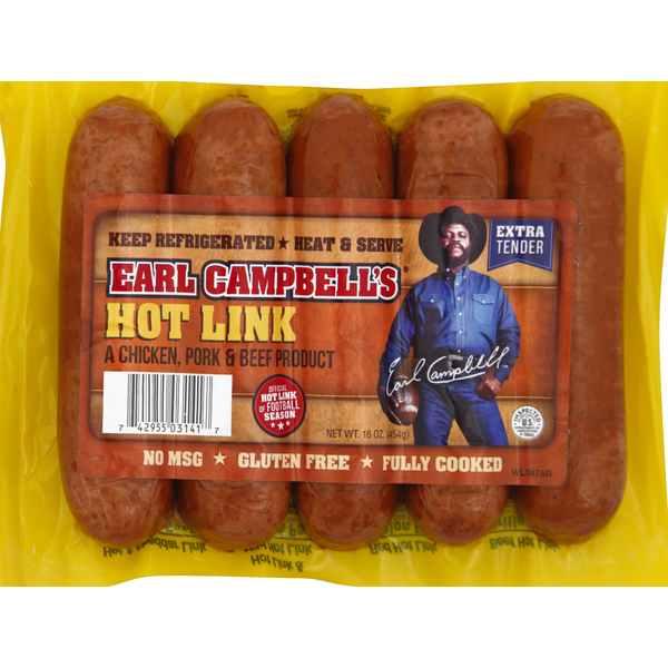 Hot Dogs, Bacon & Sausage Earl Campbell's Hot Link hero