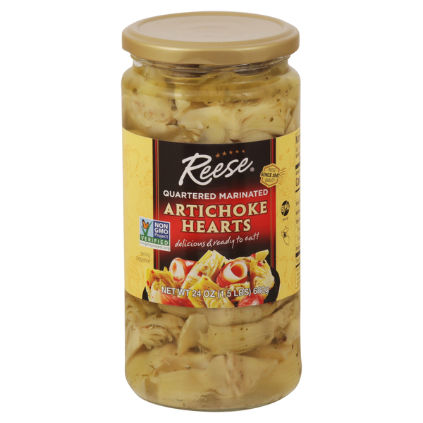 Canned & Jarred Vegetables Reese's Artichoke Hearts, Quartered, Marinated hero