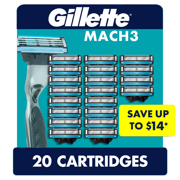 Shave Needs Gillette Mach3 Razor Refills for Men, 20 Razor Blade Refills hero