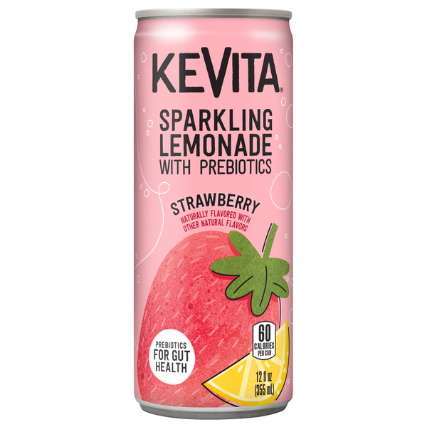 KeVita Sparkling Lemonade, with Prebiotics, Strawberry hero