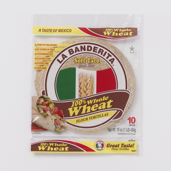 La Banderita Soft Taco, Whole Wheat, 8" Flour Tortillas hero