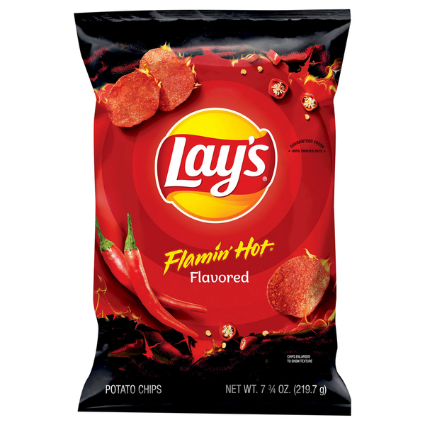 Chips & Pretzels Lay's Potato Chips, Flamin' Hot Flavored hero