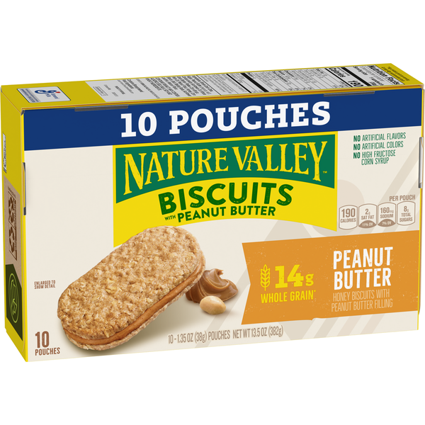 Breakfast Bars & Pastries Nature Valley Peanut Butter Biscuit Sandwiches hero