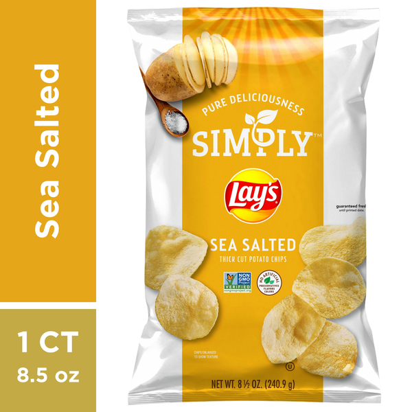 Potato Chips,Tortilla & Pretzels Lay's Simply Sea Salt Flavored Thick Cut Potato Chips hero