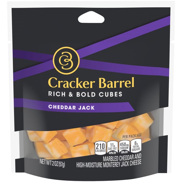 Packaged Cheese Cracker Barrel Rich & Bold Cheddar Jack Marbled Cheese Cubes, oz Bag hero