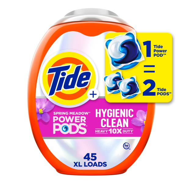 Laundry Tide Power PODS Laundry Detergent Pacs, Hygienic Clean, Spring Meadow hero