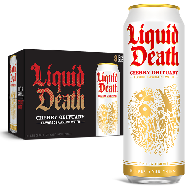 Liquid Death Flavored Sparkling Water, Cherry Obituary hero