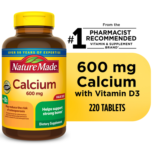 Vitamins & Supplements Nature Made Calcium 600 mg with Vitamin D3 Tablets hero