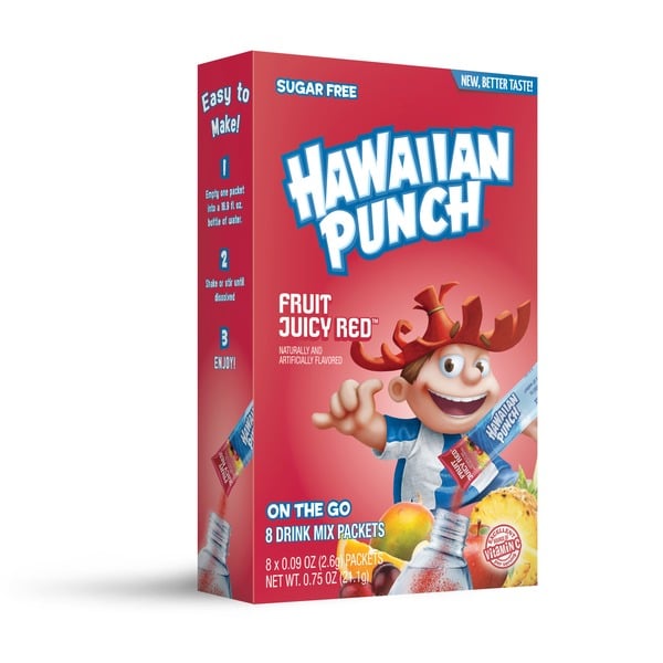 Cocoa & Drink Mixes Hawaiian Punch Drink Mix Packets, Sugar Free, Fruit Juicy Red, On The Go hero