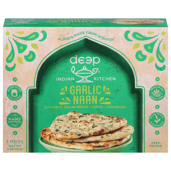 Frozen Meals Deep Indian Kitchen Naan, Garlic hero