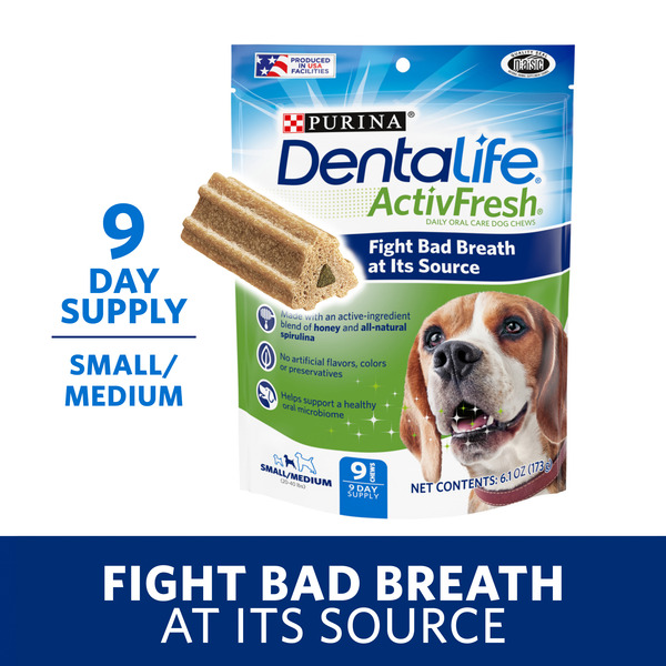 Juice & Nectars Purina DentaLife Dental Care Small/Medium Dog Chews, ActivFresh Daily Oral Care hero