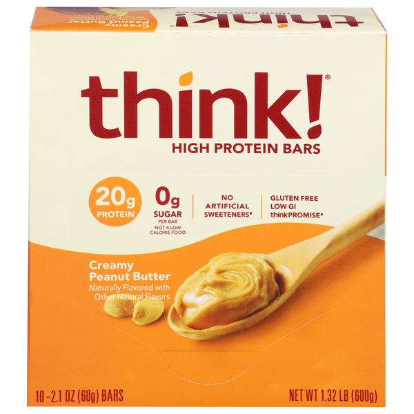 Energy & Granola Bars think! High Protein Bars, Creamy Peanut Butter, 10 Pack hero