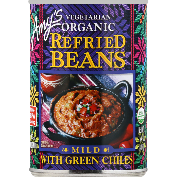 Canned Meals & Beans Amy's Kitchen Refried Beans With Mild Green Chiles hero